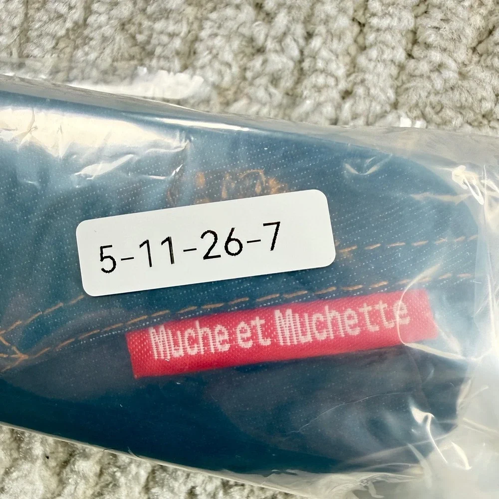 Muche et Muchette Glasses Case Blue Denim Hard Shell Eyewear Protector Y2K Retro